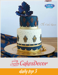 Blue Dark Indian fashion cake 