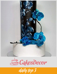 Blue orchids cake