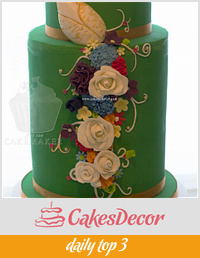 floral peacock wedding cake 