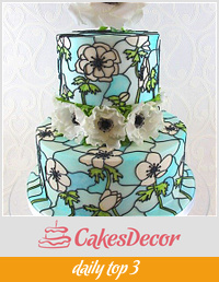 Anemone Stained Glass Wedding Cake