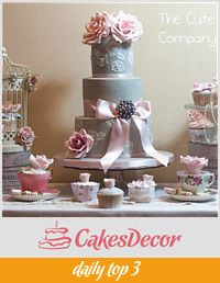 Dove grey and pink cake table
