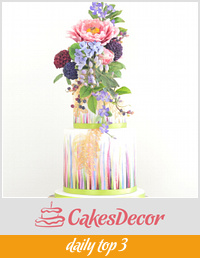 Colourful cake with flowers