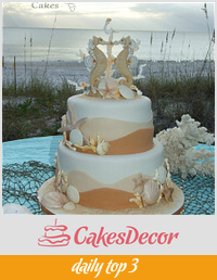 Sea Horse beach theme wedding cake.