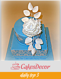 Two-Tier Damask Cake with Peony