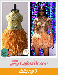 Golden Striped Dress Cake