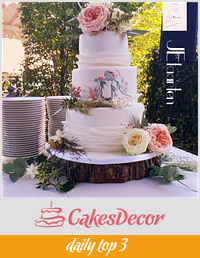 Lovely weddingcake with handpainted couple