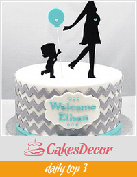 Chevron and Balloon Baby Shower Cake