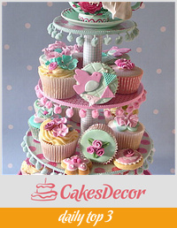 Vintage Cupcake & Cookie Tower
