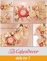 Peony and Ranunculus wedding cake