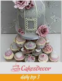 Vintage Birdcage top cake & cupcakes