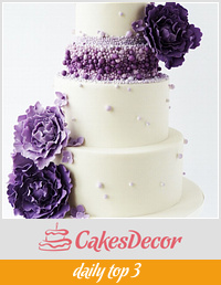 Purple ombre beaded wedding cake