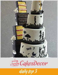 Split half and half wedding cake 