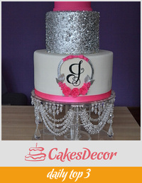 Pink and silver princess cake