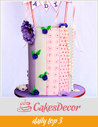 Double Barrel Cake with Vertical textured stripes