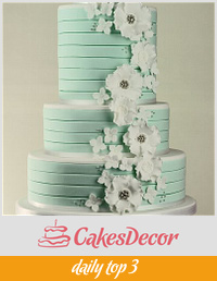 Mint and white striped wedding cake