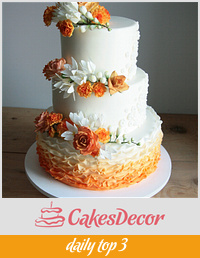 White / orange wedding cake