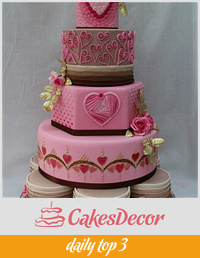 Gold Award Wedding Cake entry Cake International - Hearts