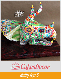 Triceratops Painted Skull, Sugar Skull Bakers '16
