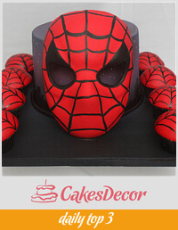 Spiderman Mask Cake with matching Cupcakes with Tutorial for Mask