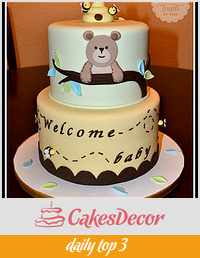 Bear and Bees babu Shower Cake
