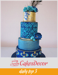Peacock Blue Wedding Cake