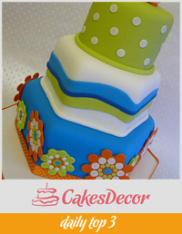 Colourful Contemporary Owl Wedding Cake