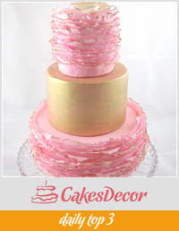 Pink and Gold Ruffled Birthday Cake