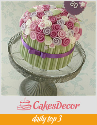 Single tier bouquet cake
