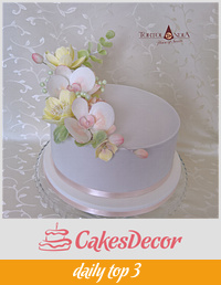 Birthday cake with orchid
