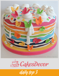 Inside out rainbow cake