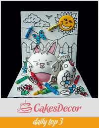 Easter colouring book cake collaboration 