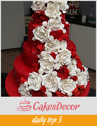 Red and White rose wedding cake
