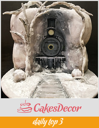 Handpainted train and snow cake