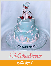 Winter cake and little snowman 