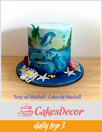 Hand painted dolphin cake