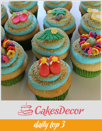 Hawaiian themed cupcakes