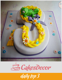 Tangled theme number 3 cake