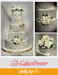 pearl grey with romantic lace, roses and glam