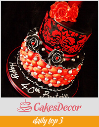 Black and red birthday cake
