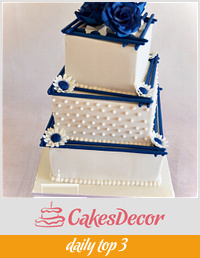 Wedding cake with blue roses