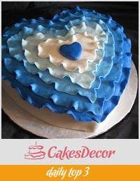 Blue Ruffle Heart cake