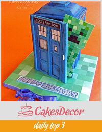 Tardis/ Minecraft cake