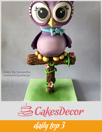 Lilac Owl on a Perch Cake