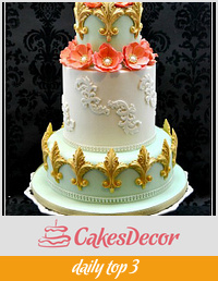 Peach and Gold Wedding Cake