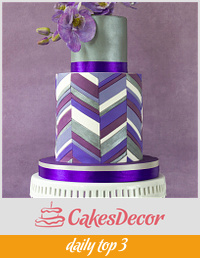 Purple chevron double barrel cake