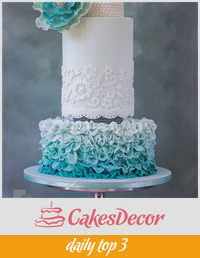 Ombre petal ruffles wedding cake
