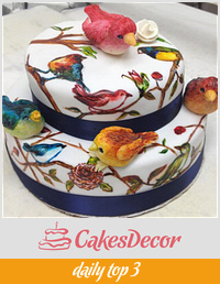 Hand-Painted Bird Cake