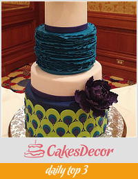 Peacock themed wedding cake
