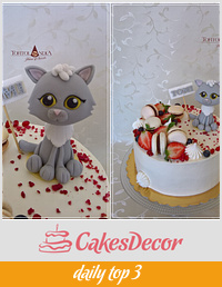 Drip cake with sweet cat