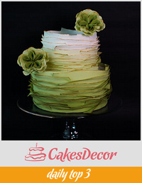 Ombre Green Ruffles Wedding Cake